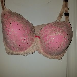 Victoria Secret Pink w/ White Lace & Gems 38DD Bra